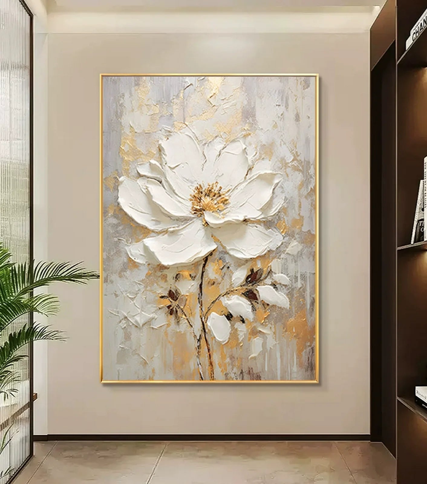3D Textured Floral Oil Painting on Linen Canvas Unframed