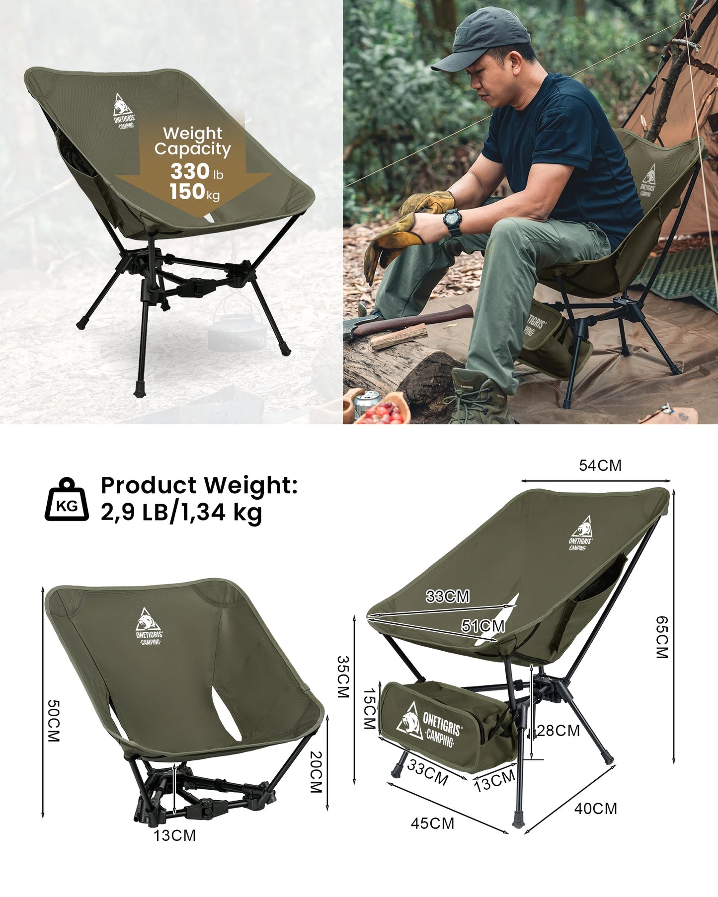 OneTigris Tigerblade Folding Camping Chair for Outdoor Backpacking