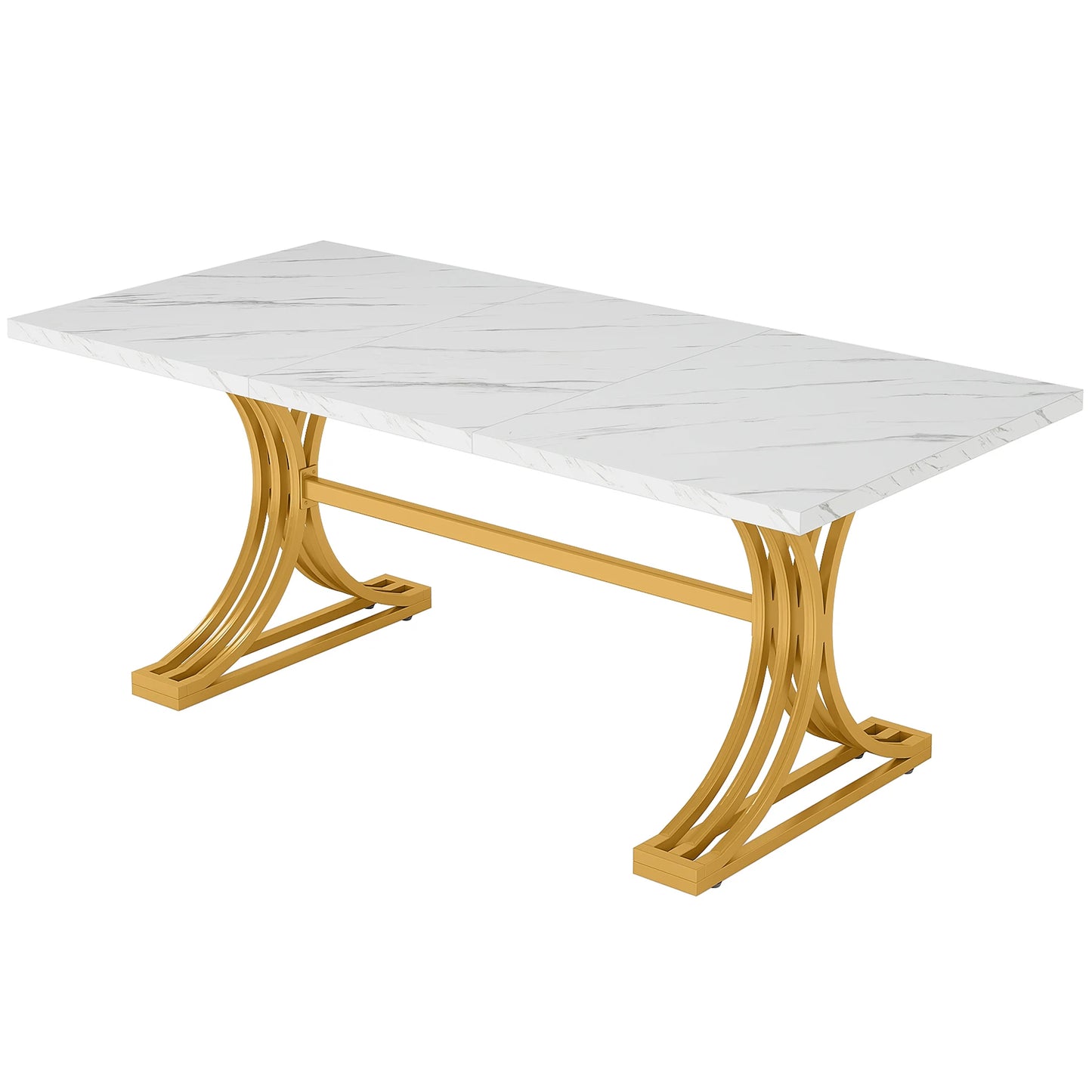 Tribesigns Rectangular Dining Table Modern Kitchen Table With Faux Marble Top