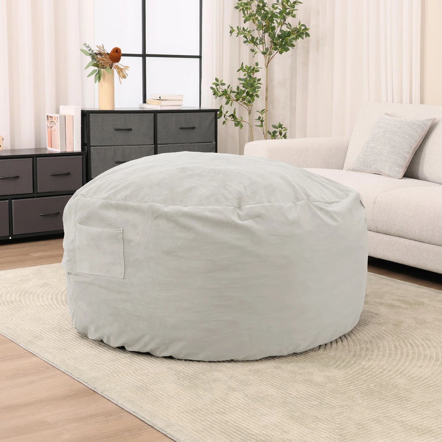 JHK Bean Bag Chair Foam Filled With Removable Cover For Gaming Reading And Home Theater
