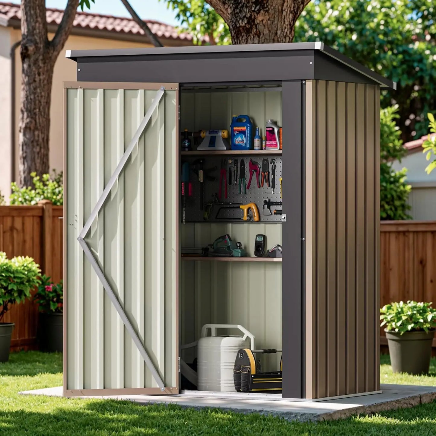 Lockable Metal Outdoor Storage Shed For Garden Anti-Corrosion Customizable