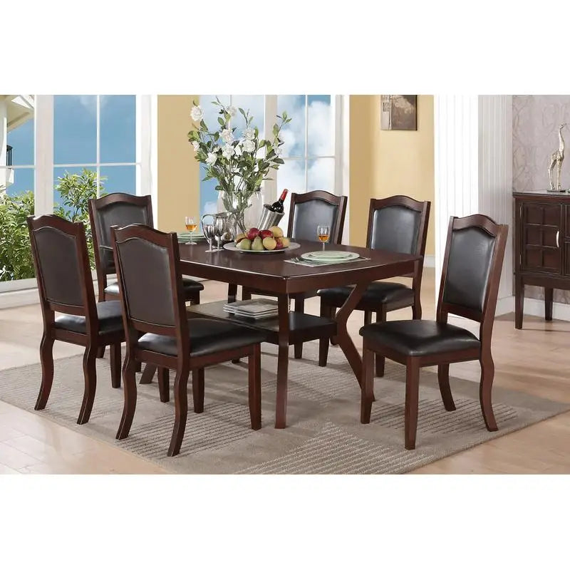 Formal Dining Set With Solid Wood Table And 6 Chairs