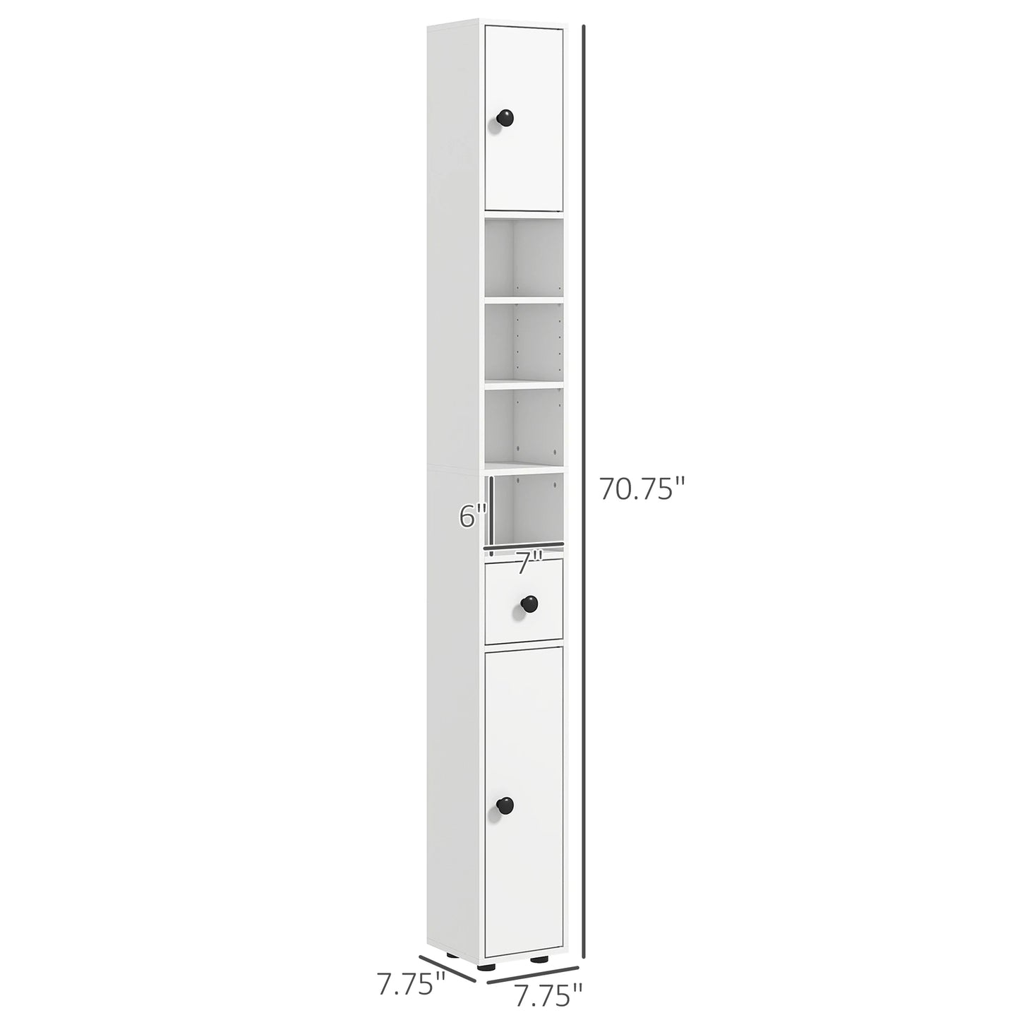 KLEANKIN Bathroom Storage Cabinet With Open Shelves And Doors