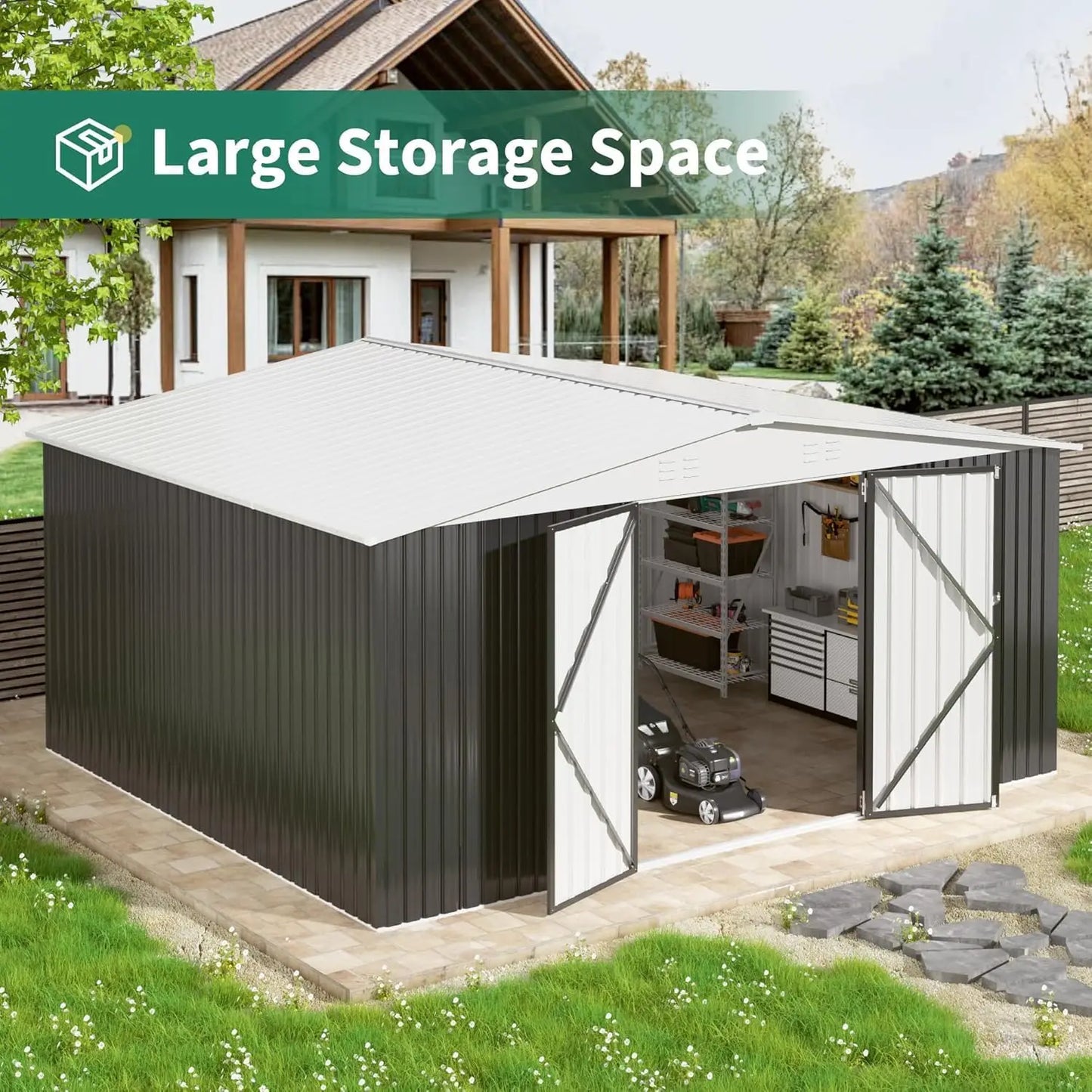 XMSJ Outdoor Storage Shed With Lockable Doors For Garden