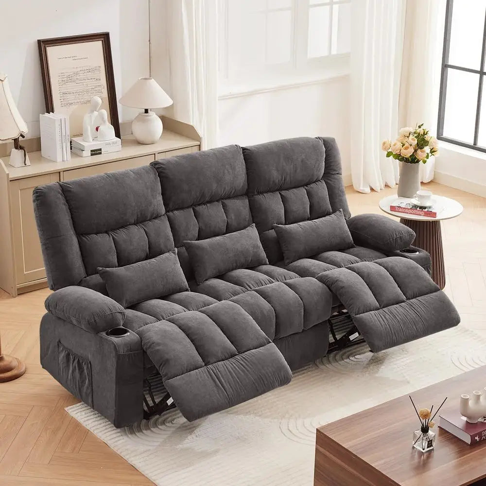 Ergonomic Recliner Sofa With Cup Holders And Side Pocket