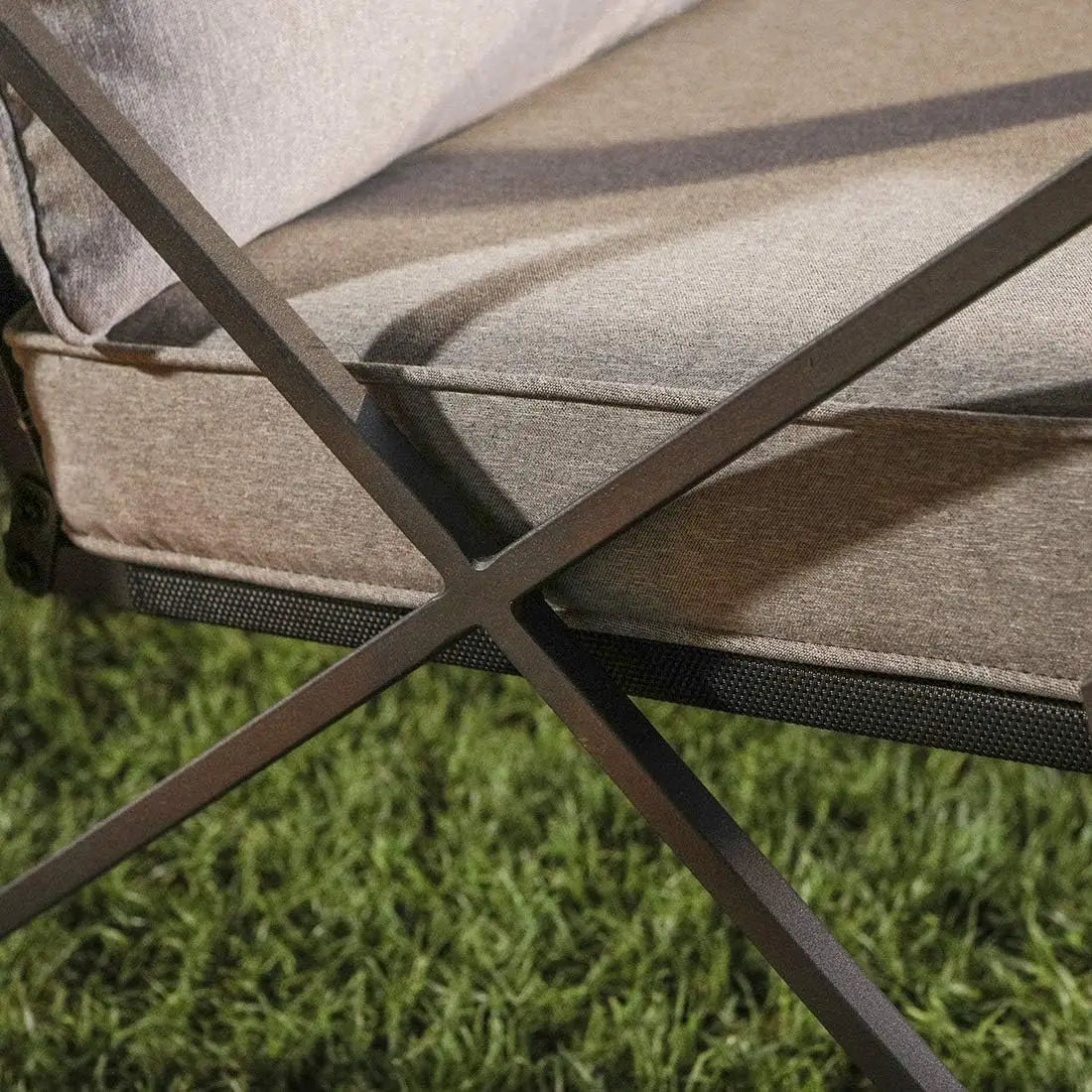 Cozy 3-Piece Bistro Set with Rocking Chairs, Gray Cushions & Glass Table for Outdoor Garden, Pool, Backyard