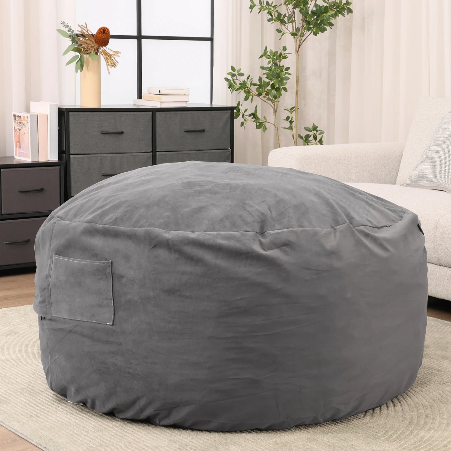 JHK Bean Bag Chair Foam Filled With Removable Cover For Gaming Reading And Home Theater