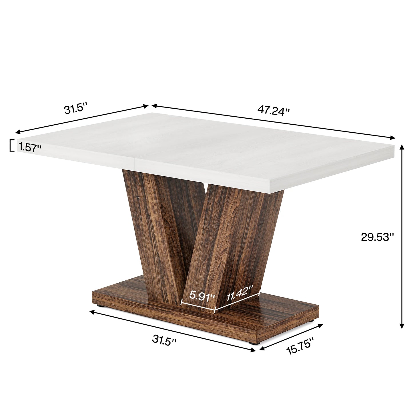 Tribesigns Dining Table For 4 To 6 People Farmhouse Pedestal Style