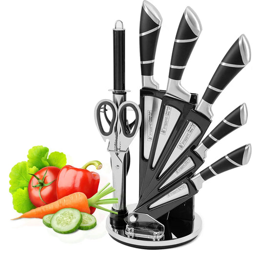 ZENG Stainless Steel Kitchen Knife Set With Sharpener And Nonstick Coating