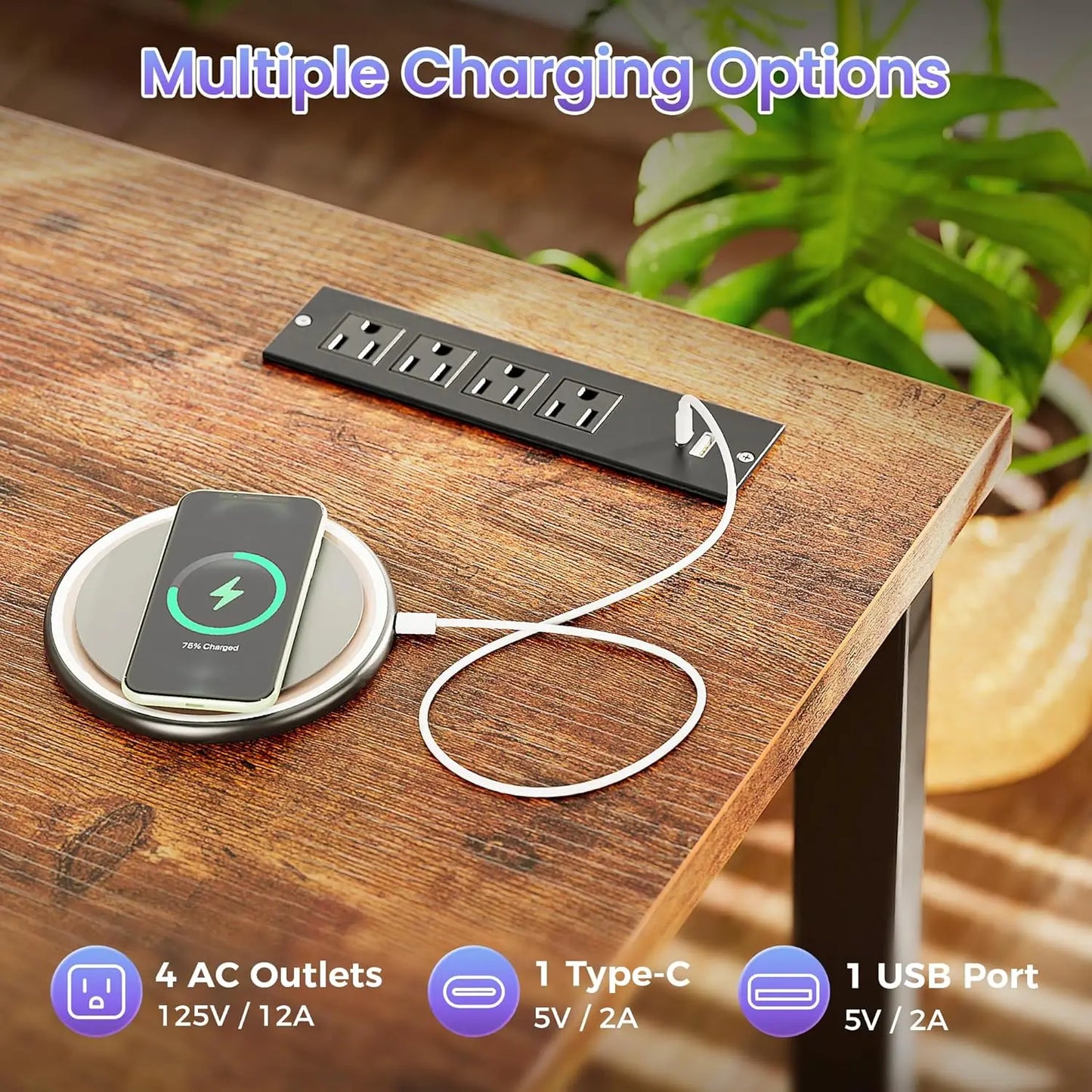 L Shaped Desk With USB Port And High Power Outlets