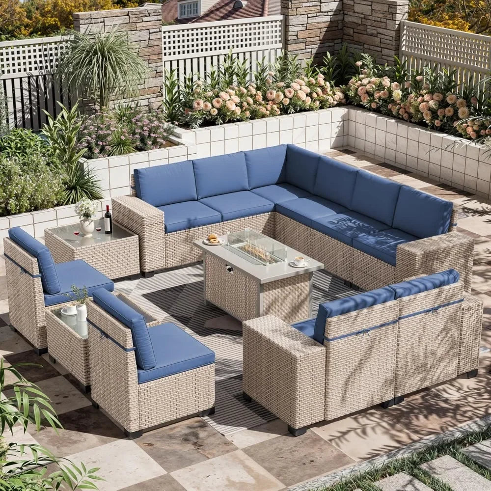 Outdoor Patio Furniture Set Wicker Sofa High Back Rattan