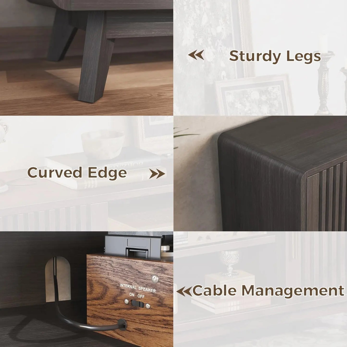 Ironck TV Stand With FloorToCeiling SlidingDoors AndIntegratedPowerChargingStation