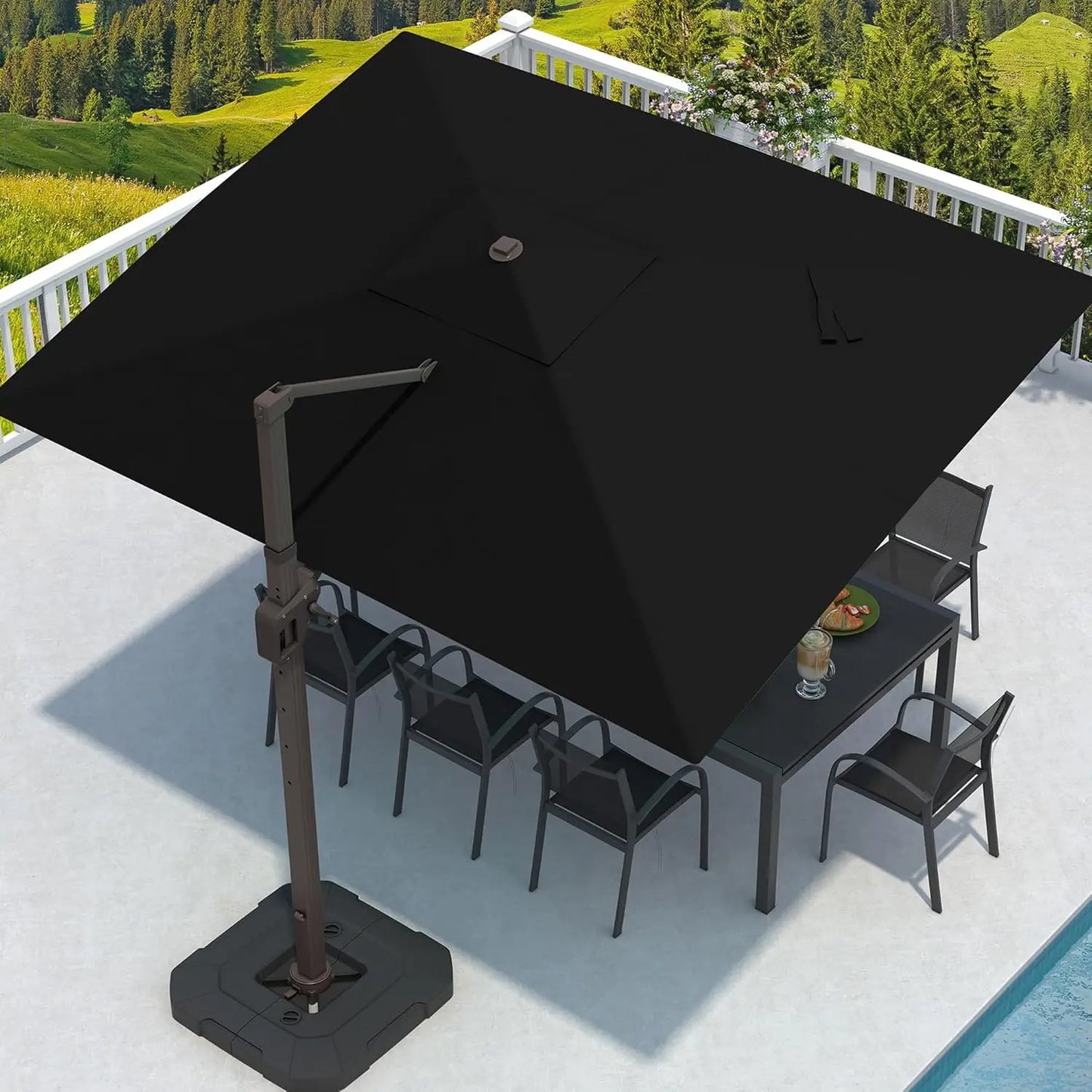 Cantilever Rectangular Patio Umbrella With Base Included And 7 Tilts