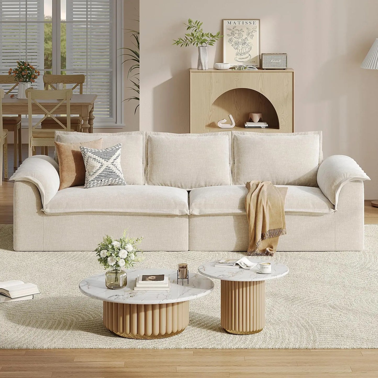 Corduroy Upholstered Floor Couch For Living Room No Assembly Required