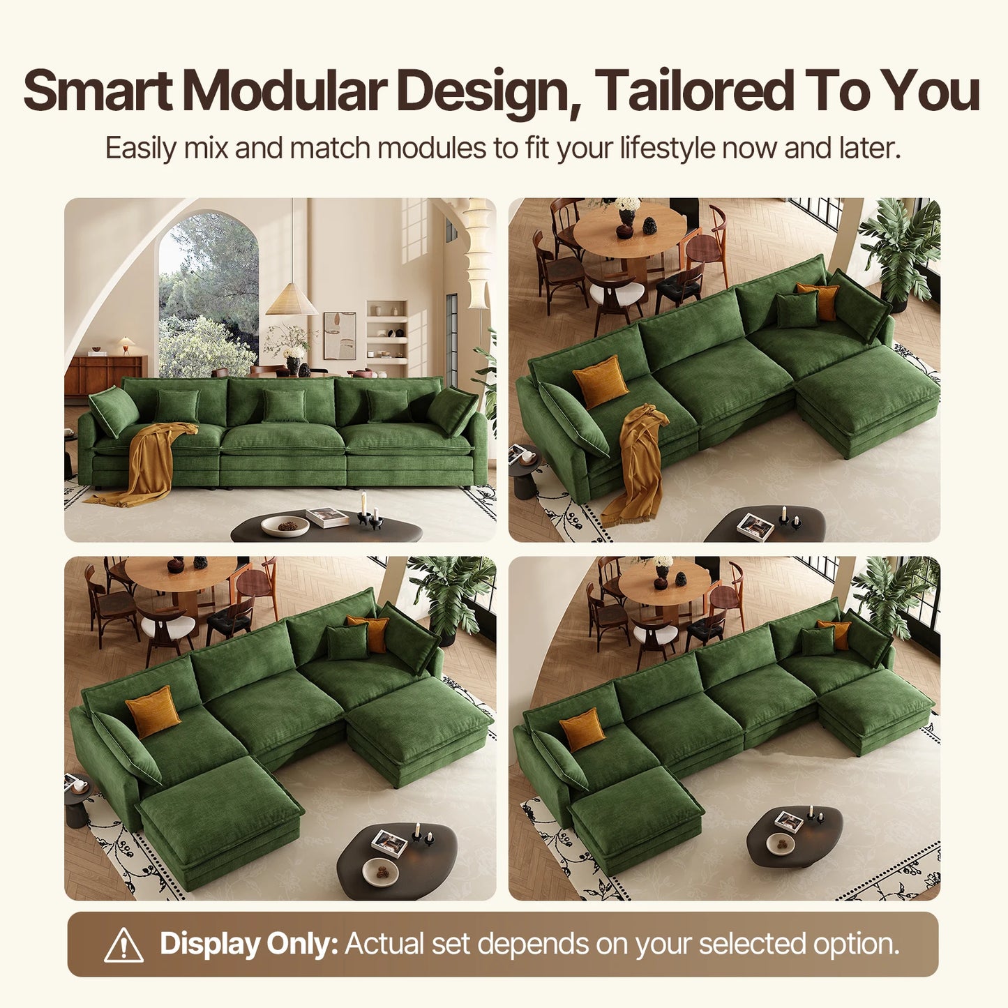 QWCCN L Shaped Modern Sofa Sectional Cloud Couch With Ottoman