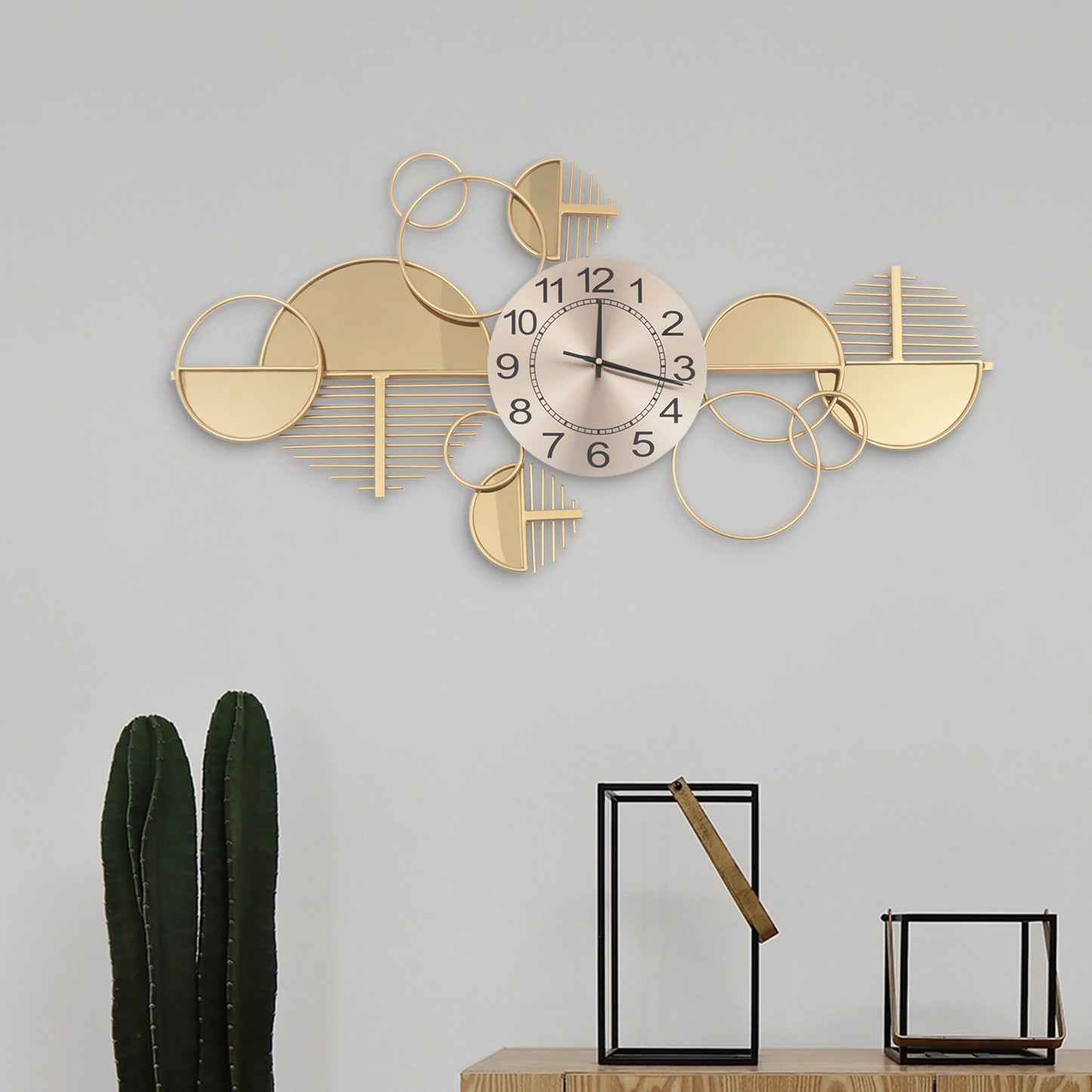 Modern Metal Wall Clock Silent NonTicking Glass Decor