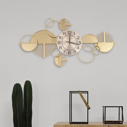 Modern Metal Wall Clock Silent NonTicking Glass Decor