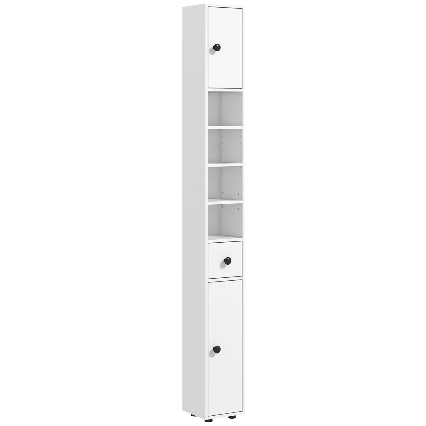 KLEANKIN Bathroom Storage Cabinet With Open Shelves And Doors
