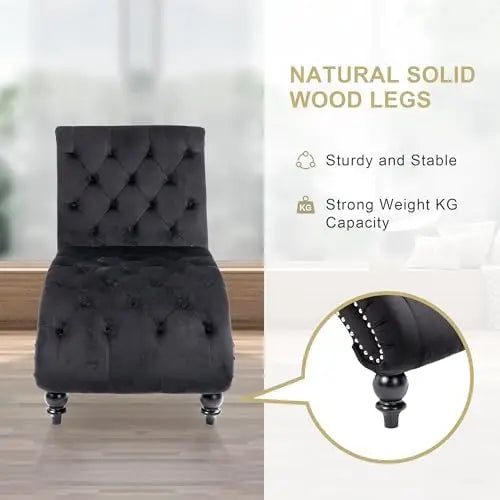 Velvet Chaise Lounge Indoor Upholstered Lounge Chair With Tufted Pillow