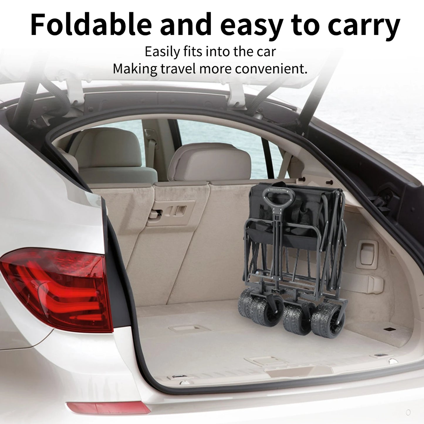 Foldable Camping Cart With Telescopic Handle And Large Capacity