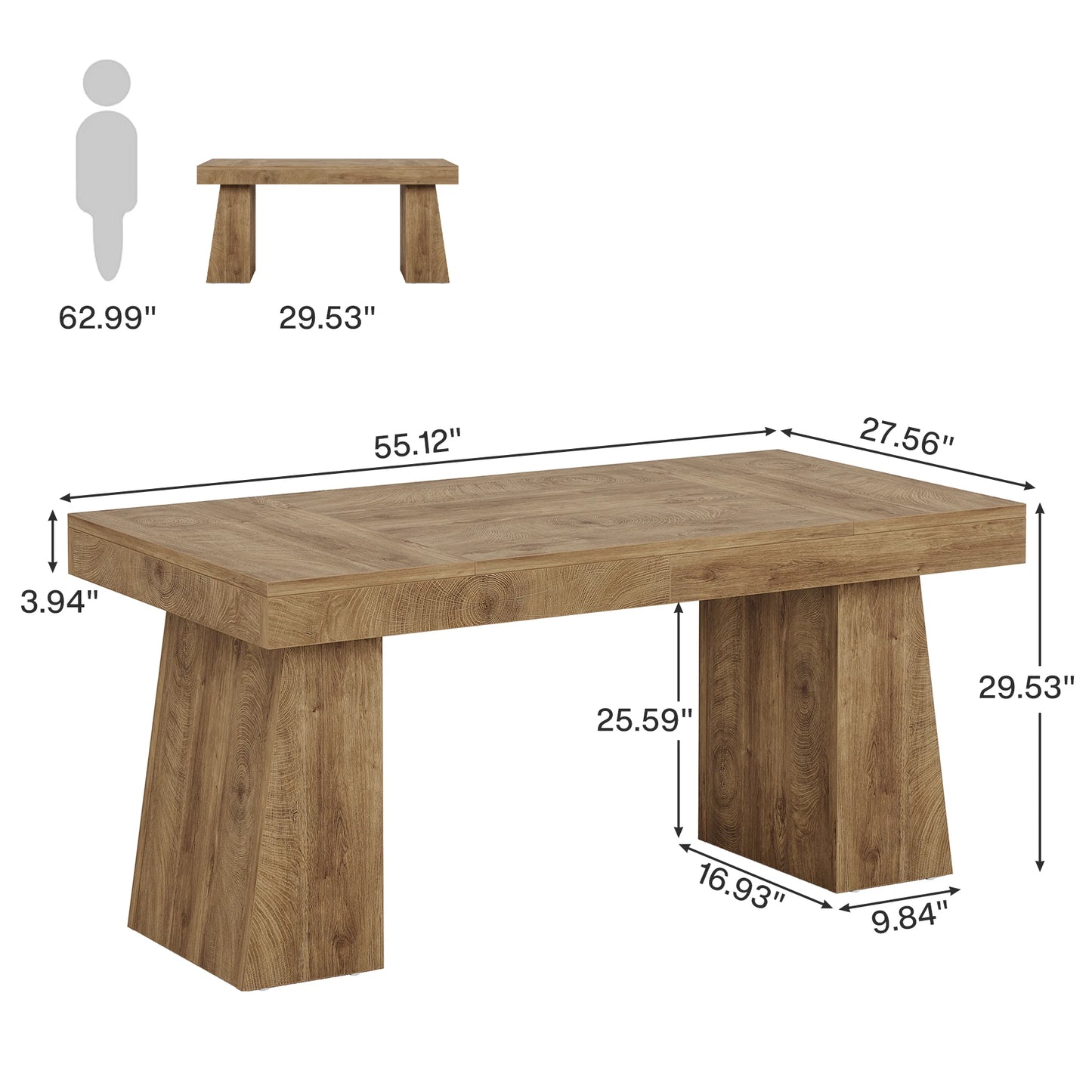 Tribesigns Executive Desk With Double Pedestal Modern Wood Office