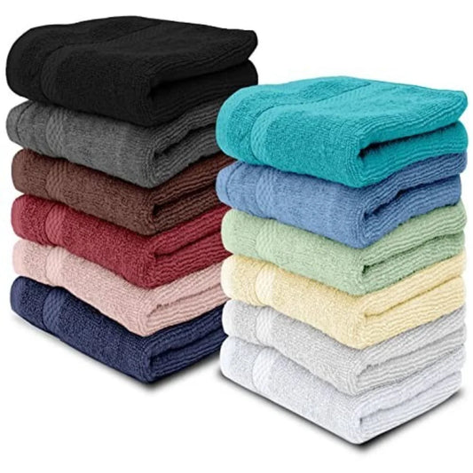 Cotton Washcloths - 13x13 Hotel Face Towel - Multi Color 12/Pack