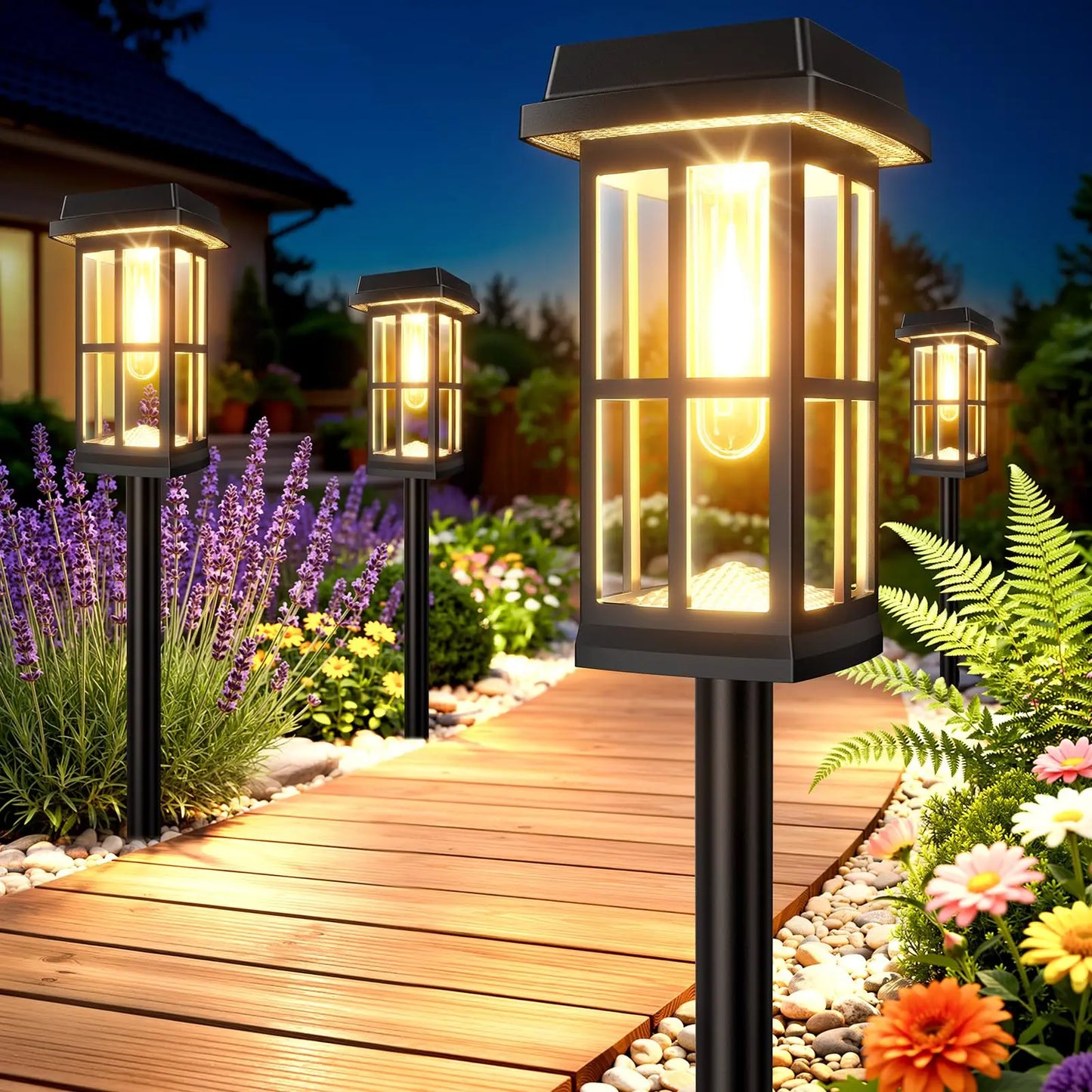 Solar Powered Pathway Lights 8 Pack IP65 Outdoor Garden Lamps