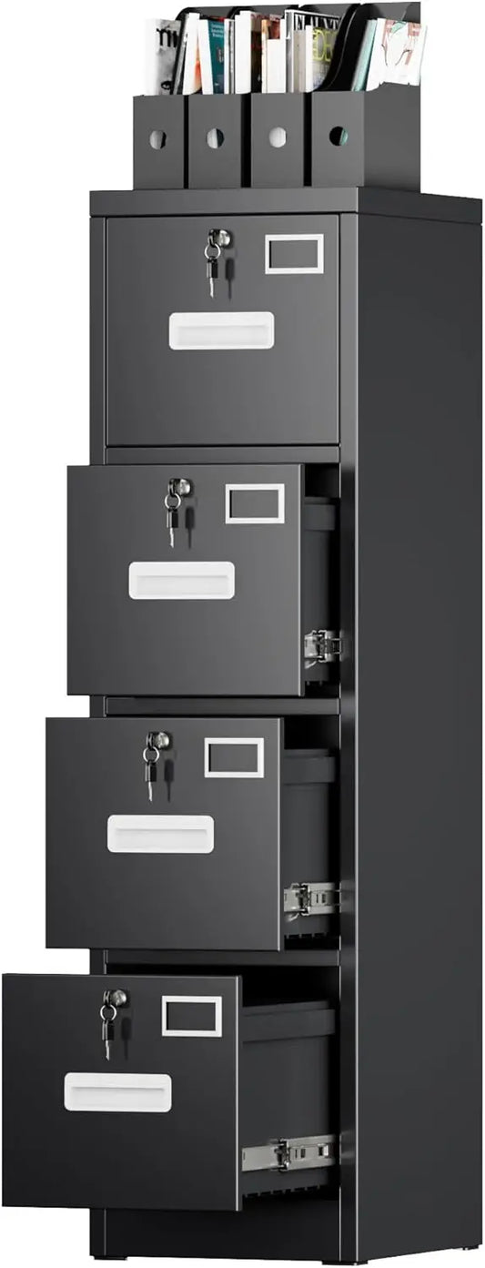 4 Drawer Metal Filing Cabinet With Locks For Home Office Storage