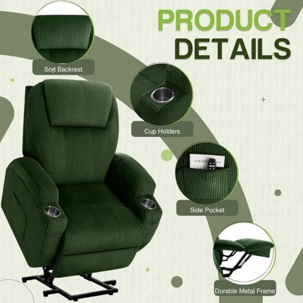 Massage Electric Power Lift Recliner Chair for Seniors with Corduroy