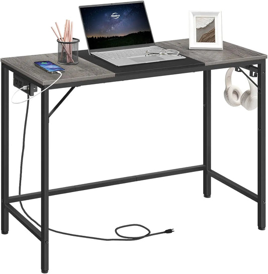 L Shaped Computer Desk With Power Outlet And Hooks