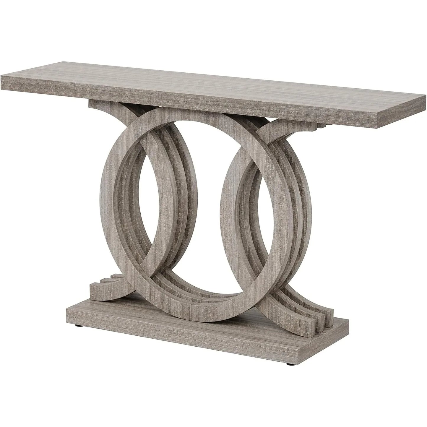 Little Tree Geometric Wood Base Console Table For Living Room