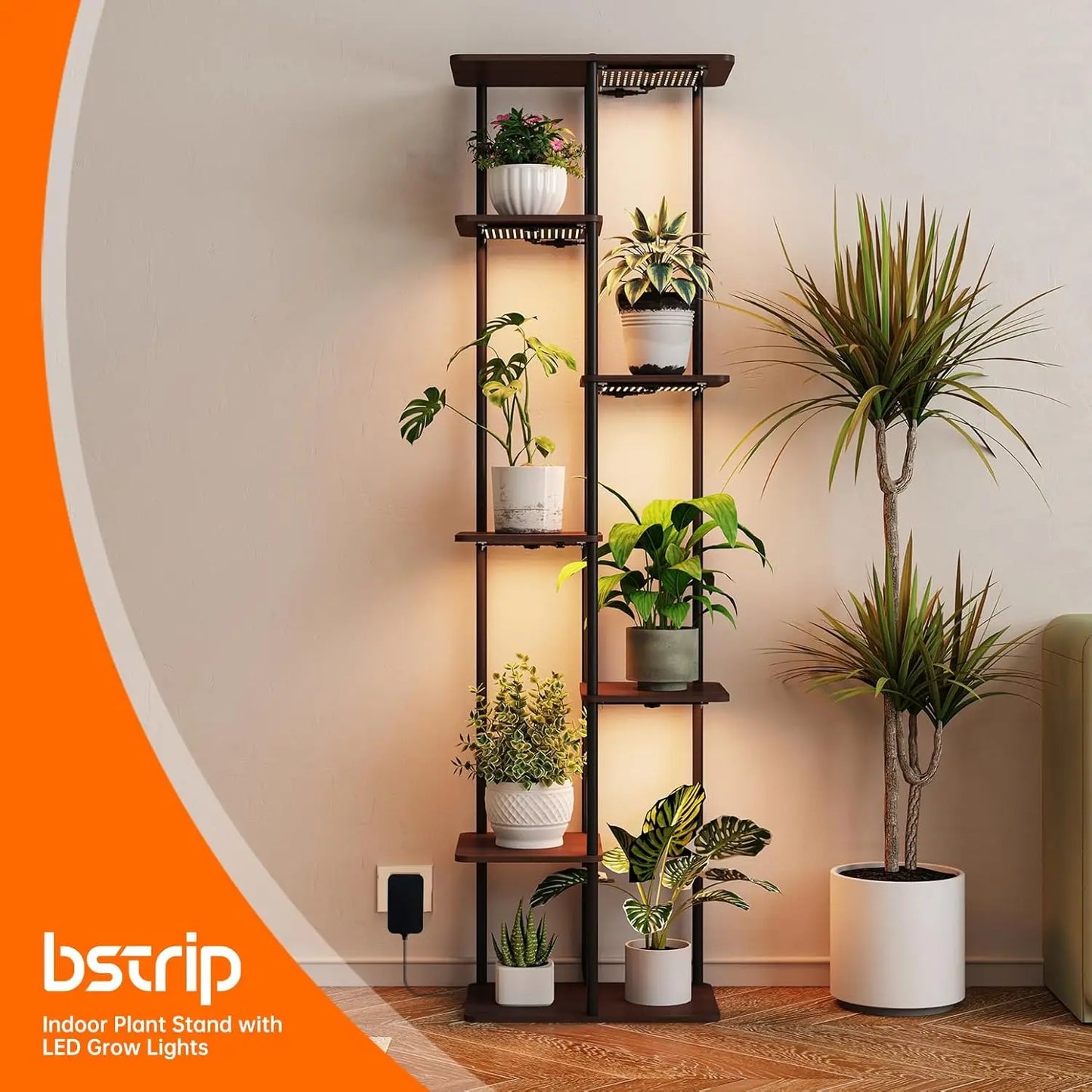 7 Tier Corner Plant Stand Dimmable LED Grow Lights