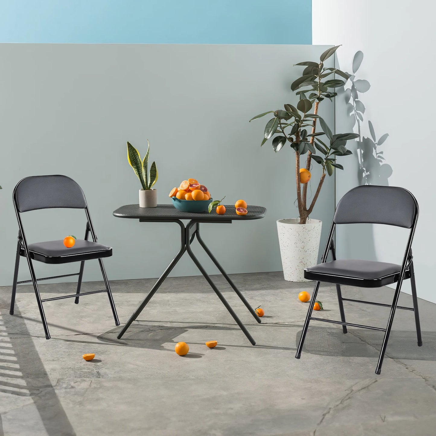 JHK IndustrialGrade Leather Cushioned Folding Chairs QuadPack HeavyDuty SeatingSolutions