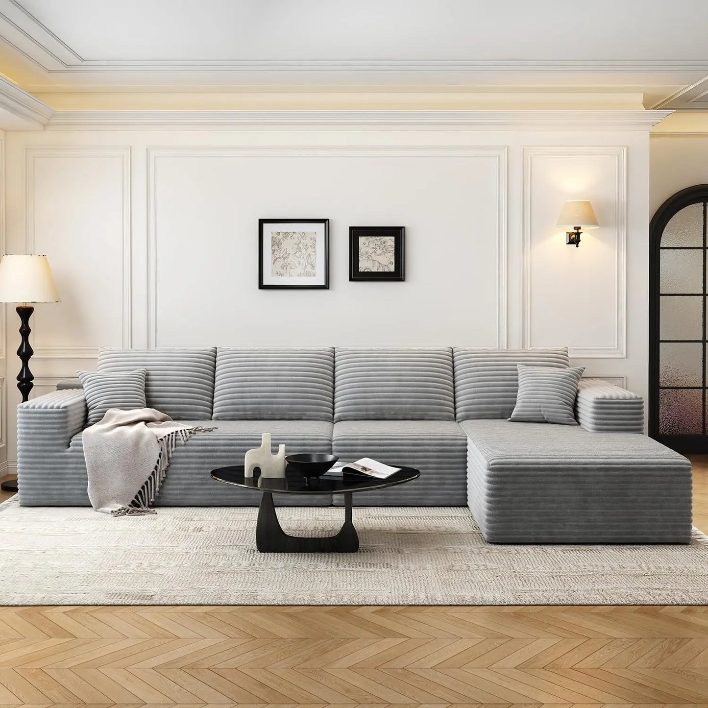 XPLVCN Modular Sectional Sofa With L Shaped Chaise Modern Upholstered