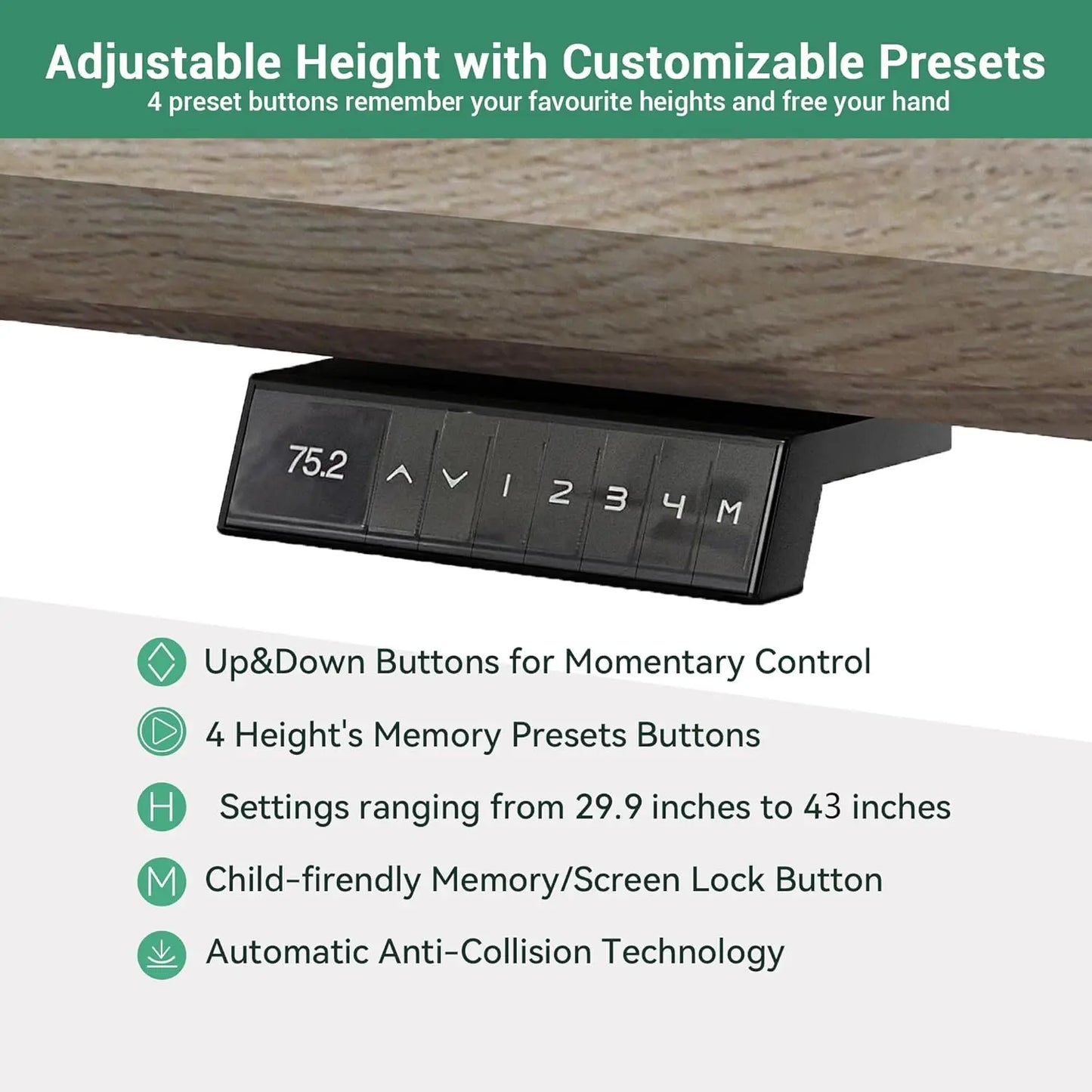 L Shaped Adjustable Executive Desk With Drawers And Charging Ports