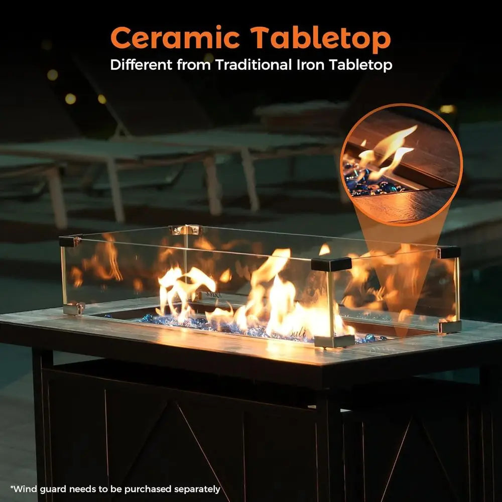 Propane Fire Pit Table Rectangular 60,000 BTU Outdoor Patio Backyard