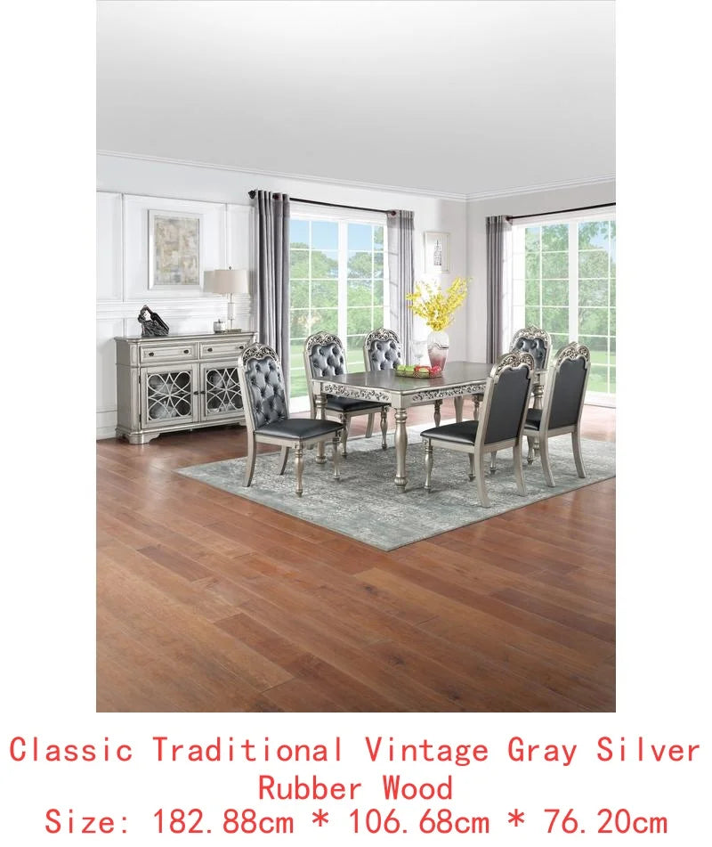 Formal Dining Table With Two Leaves Rubberwood Antique Design