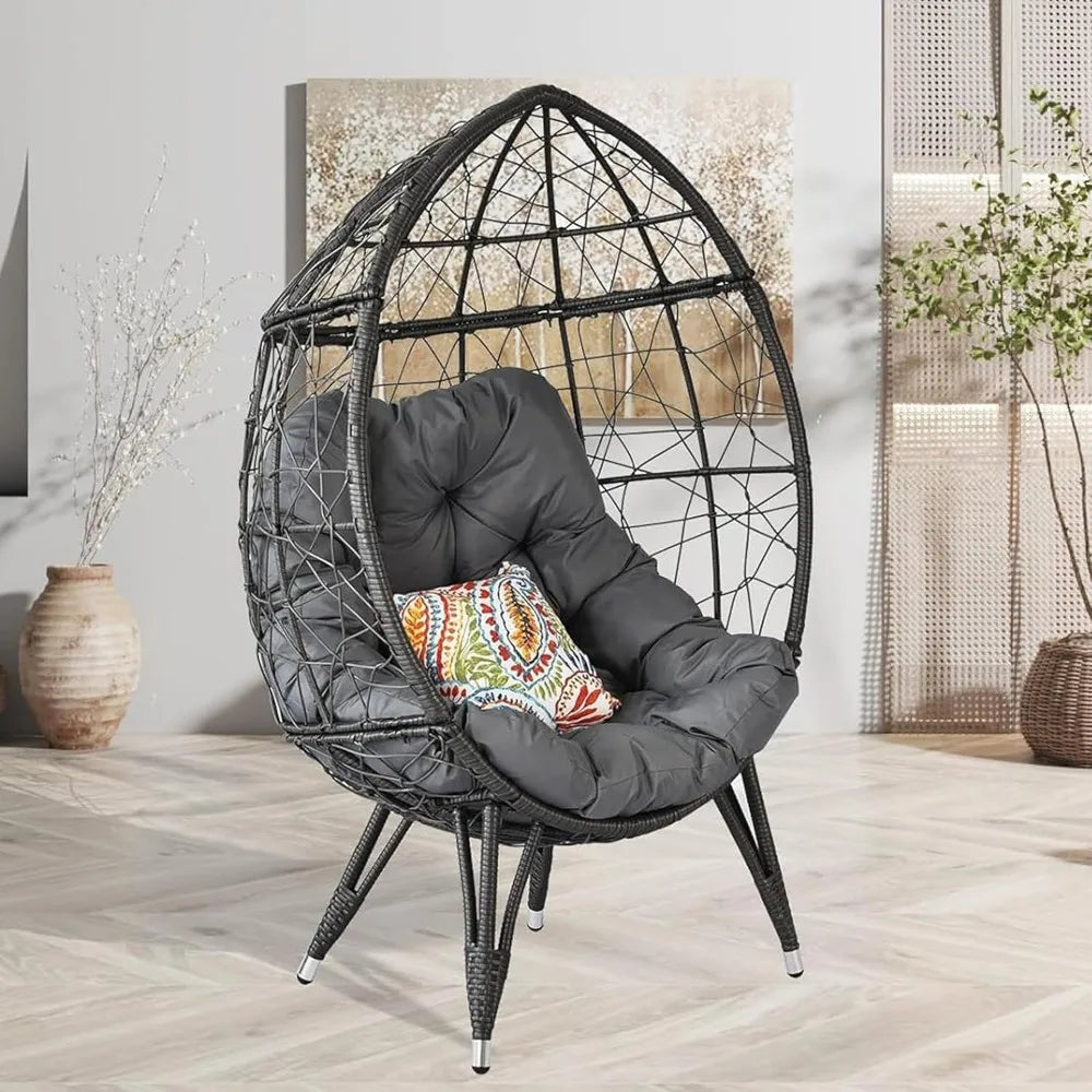 Patio Egg Chair Set Outdoor Garden Furniture Alloy Steel
