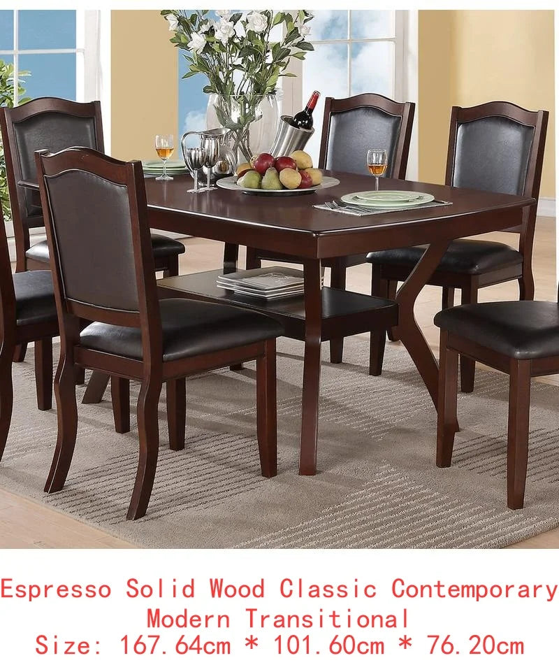 Formal Dining Set With Solid Wood Table And 6 Chairs