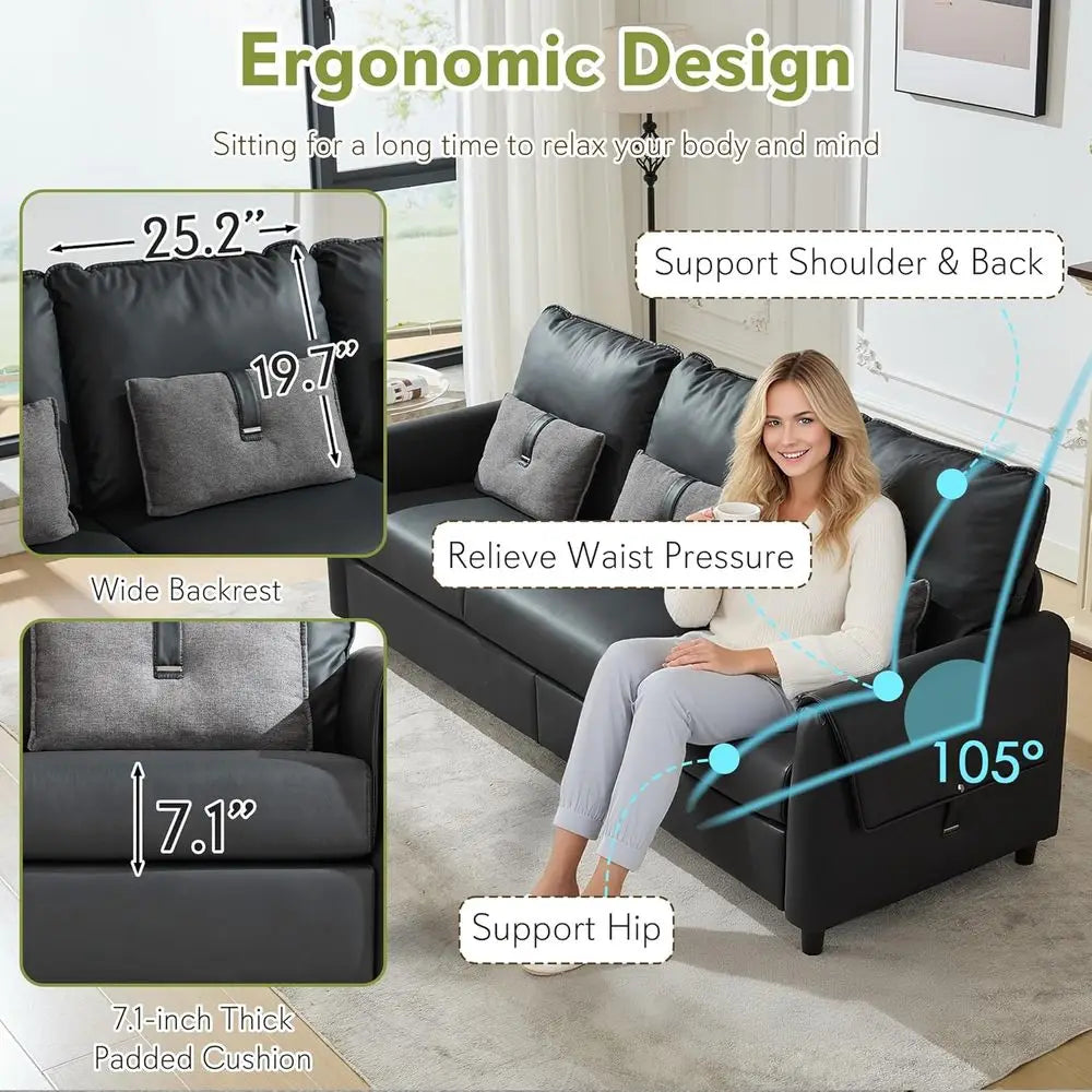 Leather Three Seater Sofa For Modern Living Room Style SustainablySourcedTimberFramework