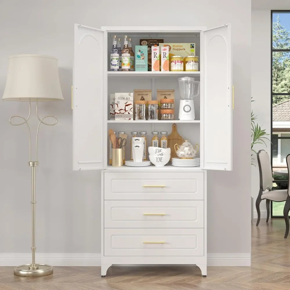 Custom Metal Kitchen Pantry Storage Cabinet With 3 Drawers