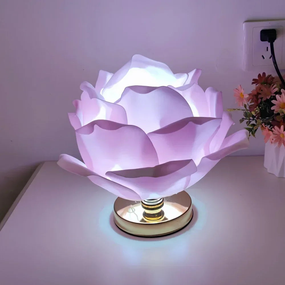Creative Rose Floral Table Lamps For Girls Bedroom