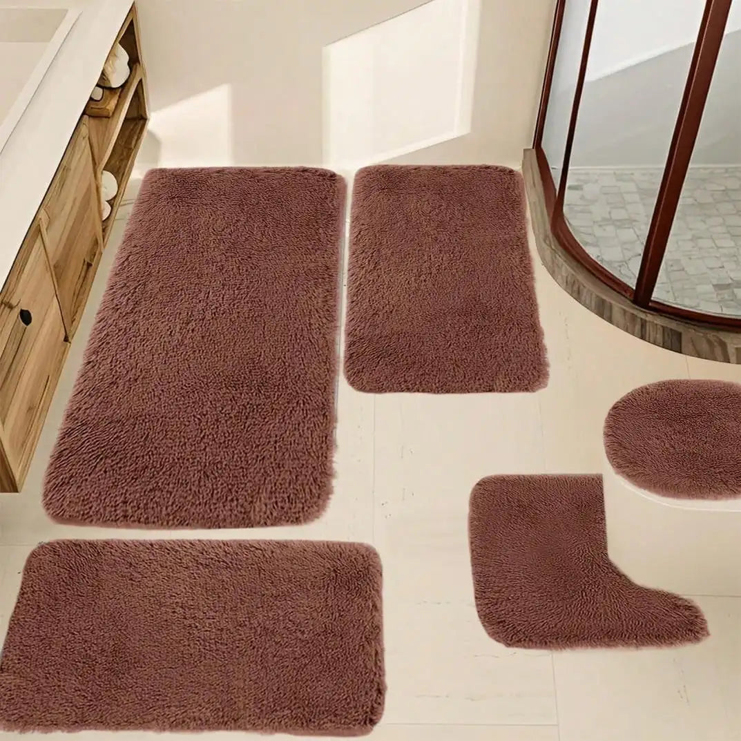 Plush Non Slip Bathroom Rug Set Absorbent And Machine Washable