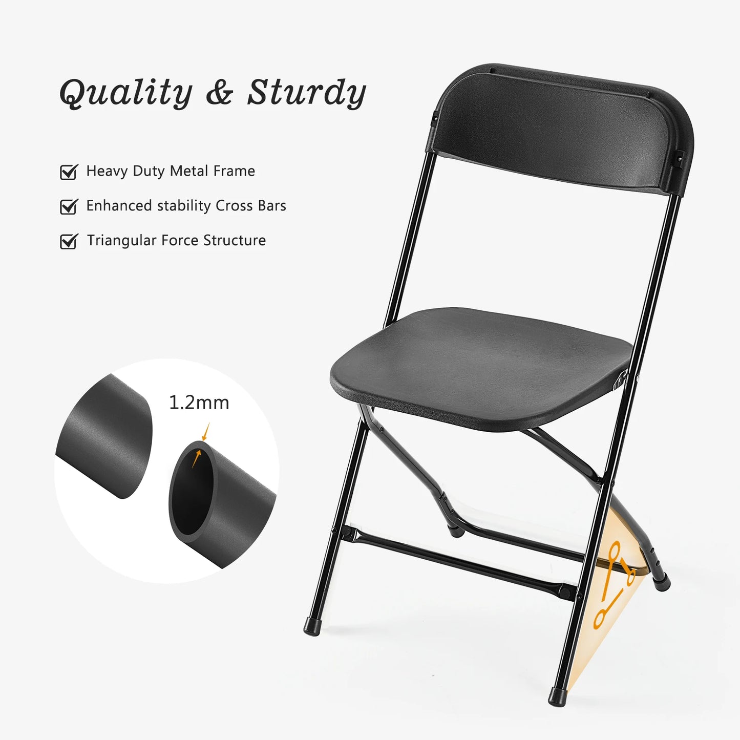 JHK UltraDurableCommercialGrade Polypropylene Folding Chair For Large Scale Banquet Settings