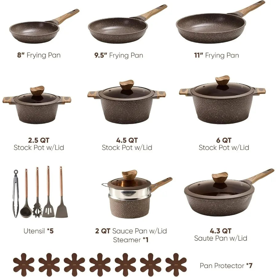 Hign-concerned Cookware 26-Piece Nonstick Pots and Pans Set