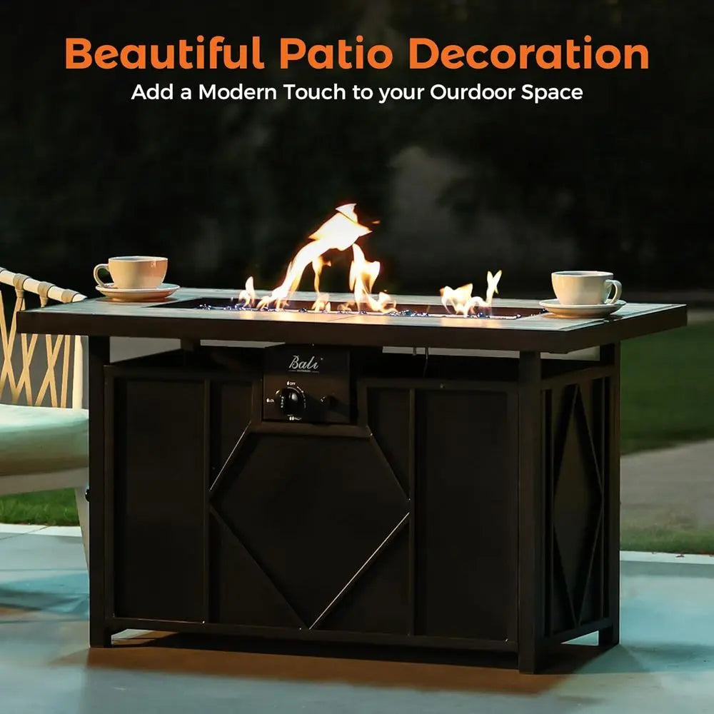 Propane Fire Pit Table Rectangular 60,000 BTU Outdoor Patio Backyard