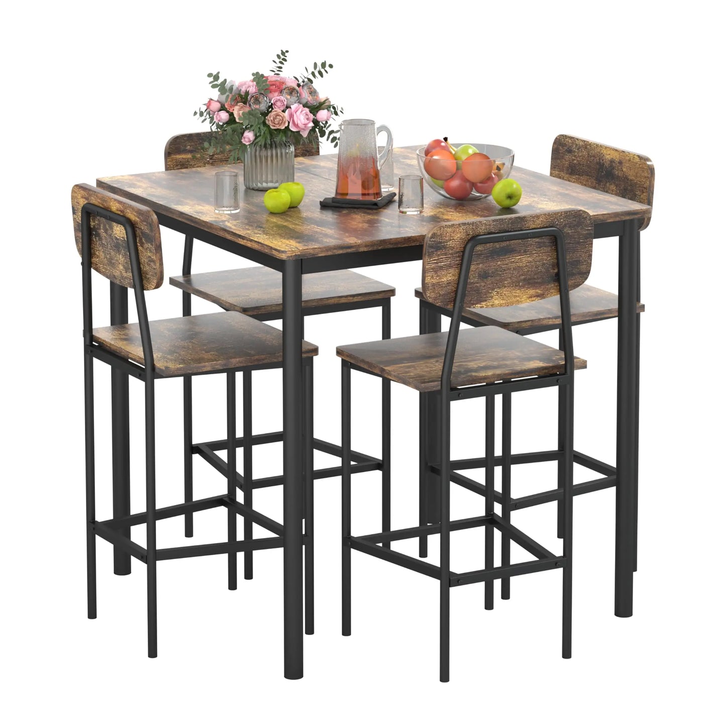 Five Piece Dining Table And Chairs Set Space Saving Dinette