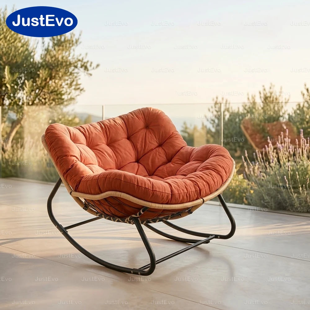 Ergonomic Metal Frame Outdoor Rocking Patio Chair For Garden Relaxation