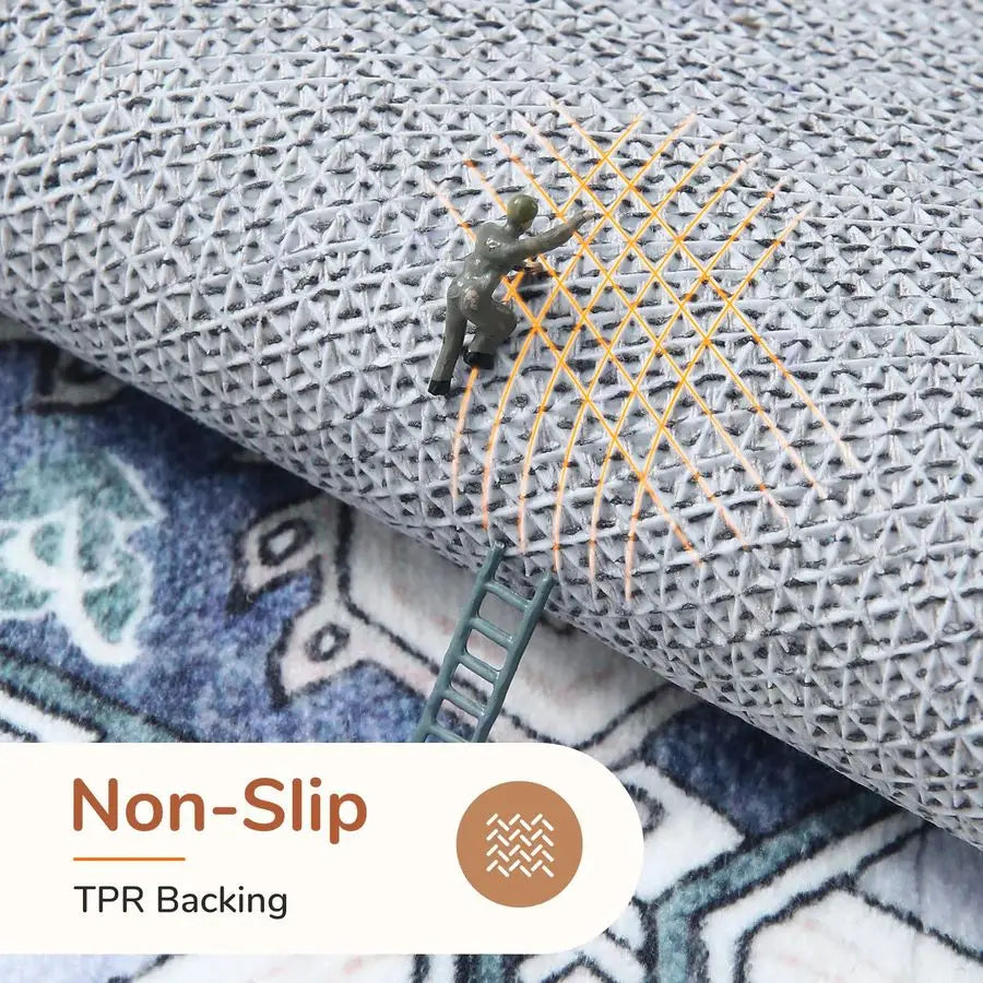 Washable Non-Slip Backing Faux Cashmere Low-Pile Area Rug
