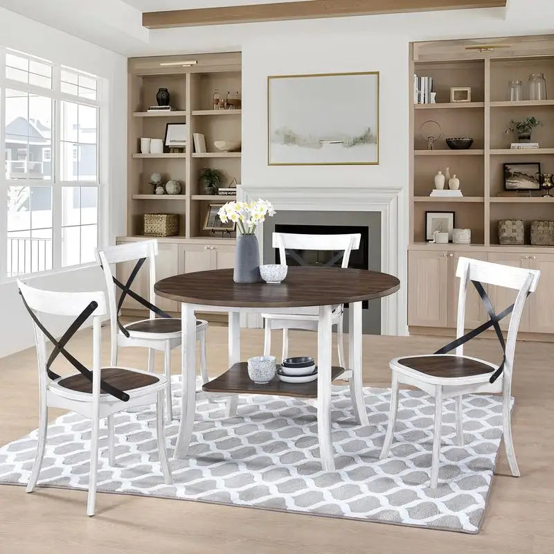 Round Dining Table Set With 4 Comfortable Chairs For Home